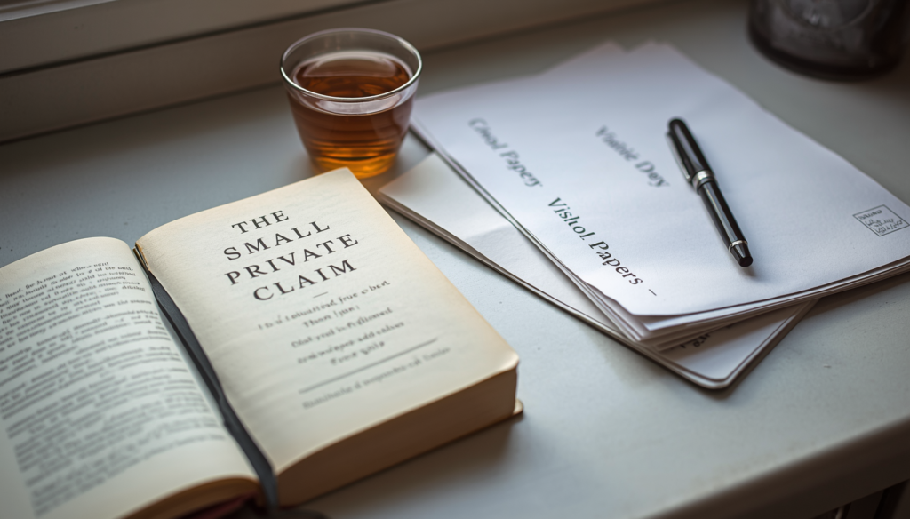 A book left open on a kitchen counter beside school papers — the small private claim of a mother who is also a person.